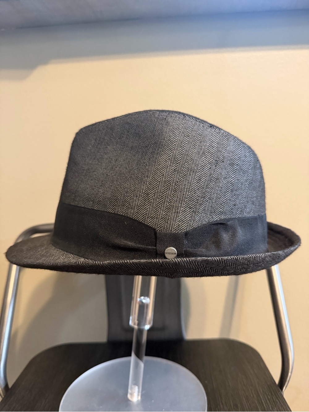Stetson All American Gray Herringbone Fedora Hat L/XL